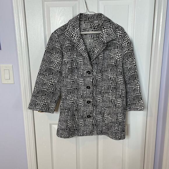 Chico's jacket black and white geometric snake skin XL sz 3 - Picture 2 of 7
